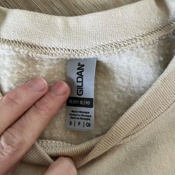 Gildan Cream and Orange Basketball Graphio Crewneck Sweater - Picture 2 of 5